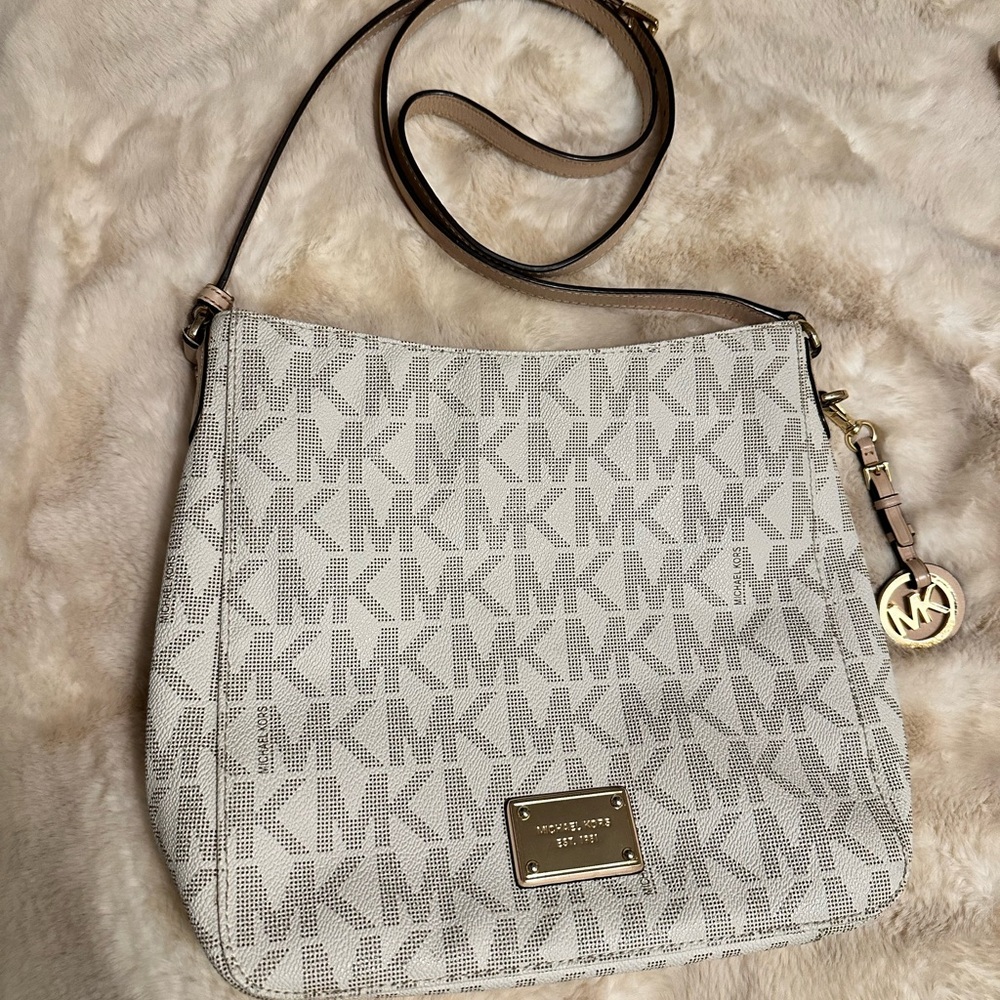 Michael Kors Monogram Cream Shoulder Bag